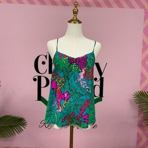 Lilly Pulitzer Green and Pink Floral Camisole